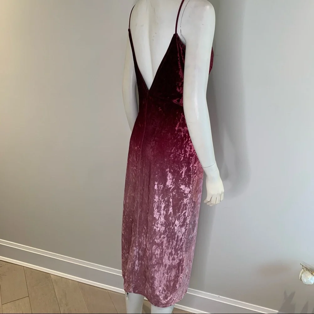 Sunset Skyline Burgundy Ombré Velvet Dress - Picture 8 of 8